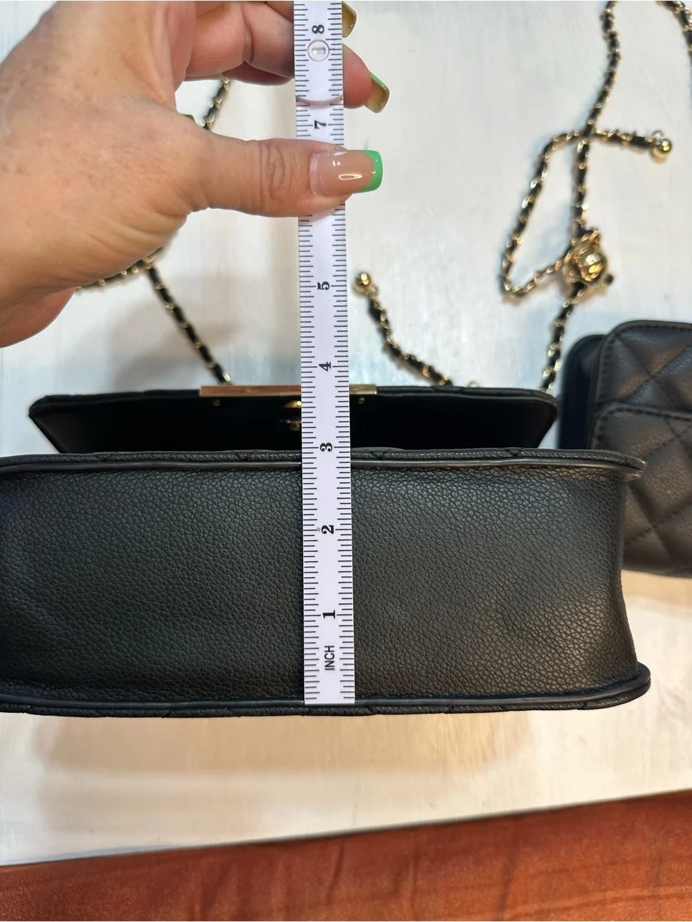 Black Quilted Crossbody Purse Set 2 Bags Gold Chain Faux Leather Matching